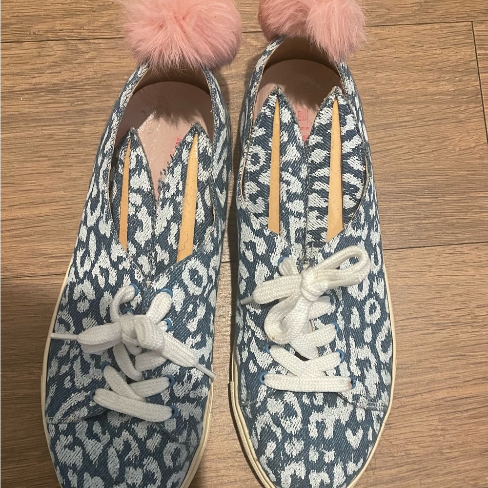 Minna Parikka Blue and White Sneakers with Animal Print